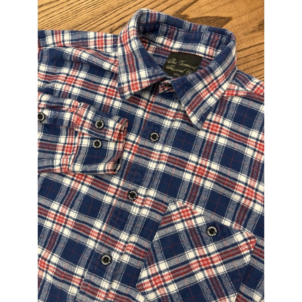The Vermont Flannel Company Men's Small Blue Plaid Long Sleeve Flannel‎ Shirt
